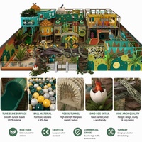 Équipement de terrain de jeu intérieur direct usine, thème jungle préhistorique, arche en pierre, bac à sable, tunnel de fossiles, tour d'œufs de dinosaure, piscine à balles