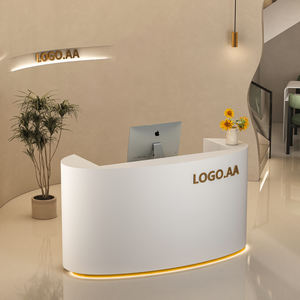 Moderno Bancone Reception di Lusso in Stile Crema per Saloni di Bellezza Negozi di Abbigliamento Piccolo Semplice Banco Cassa per Uffici Centri Commerciali - Product Image 4