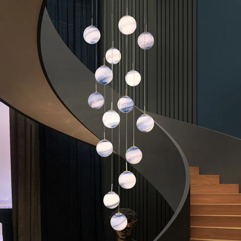 LED Hanging Light Fixtures Vintage Luxury Interior Design For Home Decor Villa Duplex Staircase DIY Decorative Chandeliers