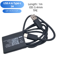Kabel Pengisian Daya Ponsel USB-C PD 1m 3A, Kabel USB ke Tipe C untuk Motorola