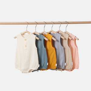 Hot Summer 100% Cotton Baby Sleeveless Pajamas Solid Color <strong>Vest</strong> Baby Jumpsuit Thin Baby Blank Romper <strong>for</strong> <strong>Newborn</strong> - Product Image 1