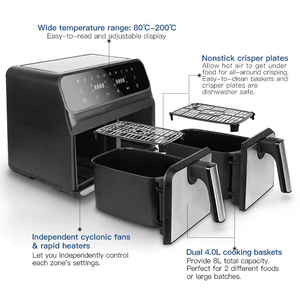 8L kép khu vực thép không gỉ điện nồi chiên sâu công suất lớn dầu-miễn phí lò vuông đôi Nồi chiên không khí cho nấu ăn - Product Image 3