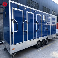 Cogsun Remorque Sanitaire Portable Grande Capacité 5 Stations, Toilettes Mobiles ADA pour Expositions Extérieures