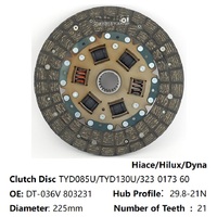 Disco de Embrague Automático Premium de 225 mm y 21 Dientes DT-036, Plato de Embrague para Camioneta Compatible con Toyota Hilux Hiace Dyna TYD085U