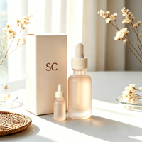 Flacon de sérum de 30 ml avec compte-gouttes noir, boîte personnalisée, flacon d'huile essentielle rechargeable, flacon cosmétique vide mat