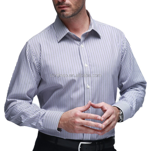 Herren-Anzughemden Hochwertige Schweißabsorbierende Baumwolle Langarm Maßgeschneiderte Gestreifte Anzughemden für Business - Product Image 2