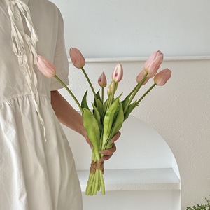 Ramo de Tulipanes de Silicona, Flor Artificial de Goma Suave, Alta Simulación, Decoración para el Hogar, Accesorios para Bodas, Adorno Floral de Primavera - Product Image 3