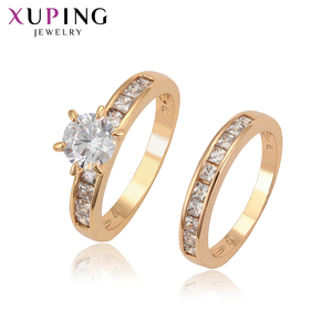 A00914824 Xuping takı toptan zarif lüks moda tasarım taş çevre bakır 18K altın rengi çift yüzük - Product Image 1