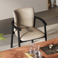 Chaise de salle à manger moderne minimaliste en bois de frêne, chaise de thé rétro en cuir microfibre pour bureau