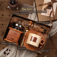 Set Hadiah Kopi Mewah Populer dengan Logo Kustom, Grinder Manual, Mug Keramik, Sendok Emas, Kotak Hadiah Promosi Perusahaan, Hadiah Liburan