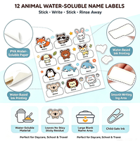 Étiquettes nominatives pour animaux, solubles dans l'eau, personnalisables, autocollants nominatifs pour enfants, étiquettes PVA dissolvables sans résidus pour la garderie et la maternelle