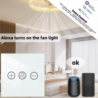 Variateur d'intensité pour ventilateur de plafond intelligent avec panneau tactile en PC, compatible Wi-Fi, fonctionne avec Alexa, Google Home et l'application Smart Life