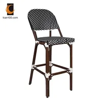 Tabouret de bar moderne noir en rotin tabouret de restaurant de bar intérieur et extérieur empilable chaises de bar hautes de patio extérieur