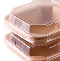 Boîte rigide octogonale en papier kraft, légère, biodégradable, jetable, pour plats à emporter, aliments en conserve, fruits coupés et emballés