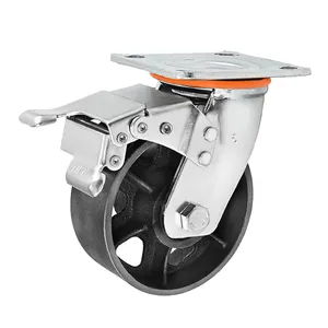 CMCL Steel Castor Cast Iron Heavy Duty Casters Material Cast Iron Wheel Steel Metal Caster