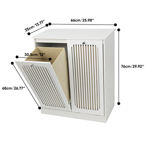 Armadio per lavanderia con ante a ribalta e ripiani a doghe, doppio scomparto per tessuti, per balcone e bagno - Product Image 2