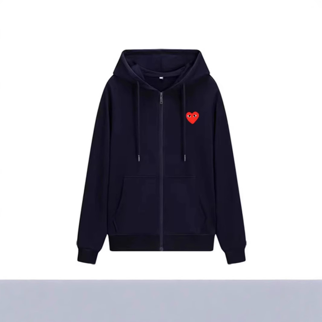 Maglione blu navy con cerniera e ricamo - occhio rosso