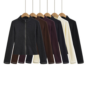 Women's Autumn Thermal <strong>Reflective</strong> Stand Collar Lightweight Seamless Breathable Fleece Hoodie-Regular Fit Layering <strong>Top</strong> - Product Image 1