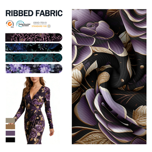 Débardeur en jersey côtelé doux et très élastique, tissu imprimé en tricot côtelé pour femmes, vêtements décontractés - Product Image 1