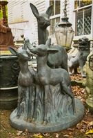 Statue de cerf et de faon en bronze massif grandeur nature pour jardin extérieur personnalisée