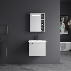 Mueble de Baño de PVC de 50 <span class=keywords><strong>CM</strong></span> para Hogares Pequeños y Medianos, Incluye Mueble de Pared, Mueble de Suelo, Encimera de Mueble de Baño y Lavabo de Cerámica - Product Image 5