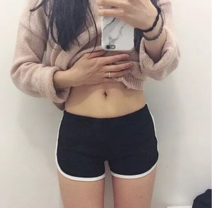Shorts de sport d'été élastiques à cordon de serrage, patchwork, doux, pour femmes et jeunes filles, décontractés, coupe slim, tendance - Product Image 2