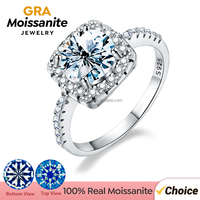 Prix bas 925 argent Sterling 18k plaqué or GRA 1CTVVS D couleur Moissanite forme carrée bague femmes fiançailles bijoux fins