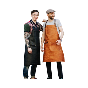 Custom Vintage Fashionable Durable Reusable Waist Work Bar Butcher BBQ Welding Dark Black Genuine <b>Leather</b> <b>Apron</b> - Product Image 4