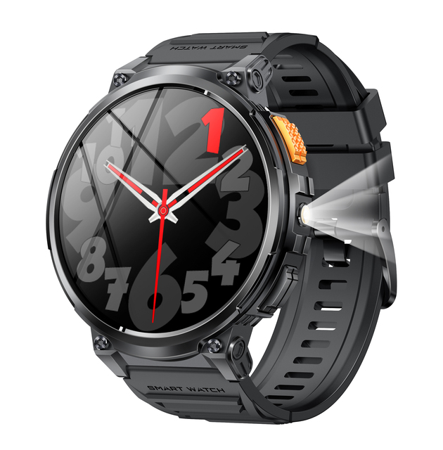 1.85'' Large Screen K66 Smartwatches 730mah Battery IP68 Waterproof Smart Watch Flashlight Outdoor Sports Monitor Call Watch