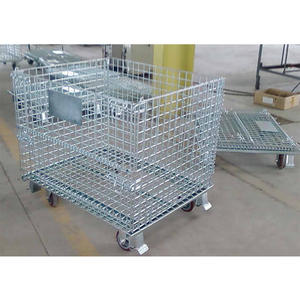 Cages de stockage pliables en métal grillagé <span class=keywords><strong>Cage</strong></span> de stockage de conteneurs en métal roulants pliables - Product Image 3