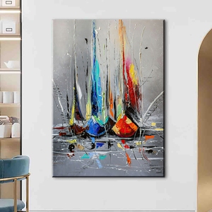 Trừu tượng thuyền buồm vải sơn đầy màu sắc thuyền tường nghệ thuật cho phòng khách trang trí nội thất - Product Image 4