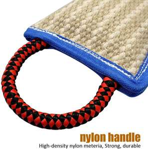 Durevole di Addestramento Del Cane Rimorchiatore Giocattolo, 3 maniglie di Iuta Morso Cuscino 9.5 "6.5" di Lino Rimorchiatore Giocattolo per i Giovani Cani - Product Image 4