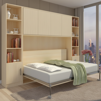 Lit mural Murphy en bois moderne avec espace de rangement dissimulé, design modulaire pliable pour salon, taille personnalisée