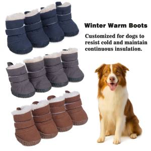 Удобные мягкие теплые флисовые зимние сапоги, дышащая обувь для собак, водонепроницаемая искусственная ткань, Классический роскошный стиль для кошек, зимний сезон - Product Image 4