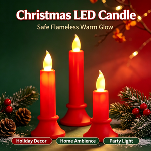 Decoraciones Navideñas al por Mayor, Lámpara LED Roja Electrónica con Forma de Vela, Adorno de Escritorio para Bodas y Fiestas, Accesorios para Crear Ambiente - Product Image 1