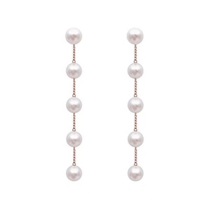 S925 gümüş inci uzun püskül zincir damla küpe klasik altın kaplama alaşım Hoop tasarım düğün parti veya hediye için - Product Image 5