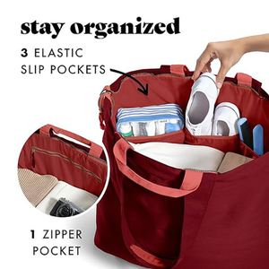 Bolsa de Compras Casual de Lona de Gran Capacidad Personalizada con Cremallera, Bolsa de Viaje Portátil y Duradera, Bolsa de Playa Moderna para Mujer - Product Image 2