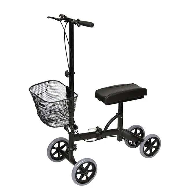 Andador de rodillas plegable WA221, Scooter de 4 ruedas con cesta para uso interior y exterior