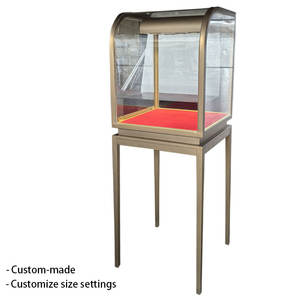 Vitrine à bijoux LED étanche de luxe avec étagères à niveaux - Verre trempé et métal durables, écologiques et recyclables, couleur personnalisable - Product Image 4