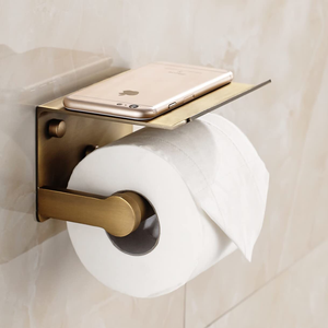 Porte-papier toilette moderne noir auto-adhésif avec étagère, porte-rouleau de papier toilette, porte-serviettes en papier avec étagère pour téléphone - Product Image 3
