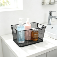 Panier à fruits rectangulaire élégant et peu encombrant en treillis métallique, bac de rangement multifonctionnel pour garde-manger, salle de bain et bureau