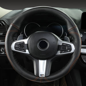 Haute qualité bricolage mince antidérapant respirant housse de protection cousu <span class=keywords><strong>à</strong></span> la main en <span class=keywords><strong>cuir</strong></span> véritable couverture de <span class=keywords><strong>volant</strong></span> de voiture - Product Image 3