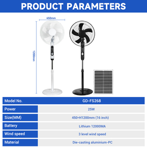 New Arrival Third Gear Constant Speed Oscillating Fan 25w 16inch Floor <b>Stand</b> Solar Fan GD-FS268 Solar Power Operates Efficiently - Product Image 2