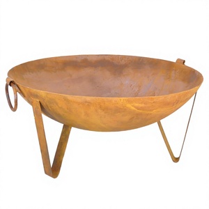 Rustic Finished <b>Fire</b> Pit Easy Portable Garden Display Large Cooking Kadai Bowl Vintage Style Garden <b>Outdoor</b> Firepit - Product Image 1