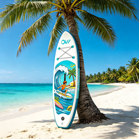 Planche à pagaie gonflable pour enfants de 9'6'', motif Surfing Boy, SUP junior de 31'' de large, planche stable de 5 pouces d'épaisseur, 290 cm