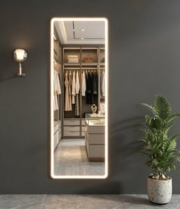 Espejo de Pared LED con Marco de Aleación de Aluminio, Diseño Art Deco, Superficie de Vidrio, Borde Iluminado, para Uso Doméstico - Product Image 3