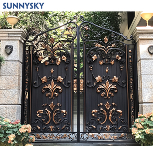 <span class=keywords><strong>Portail</strong></span> <span class=keywords><strong>coulissant</strong></span> double automatique simple en <span class=keywords><strong>acier</strong></span> forgé noir Sunnysky de 24 pieds de large pour allée - Product Image 1