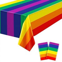 Lot de 2 nappes jetables en plastique arc-en-ciel, 54 x 108 pouces, résistantes aux taches, imperméables, pour décorations de fête d'anniversaire ou de bébé