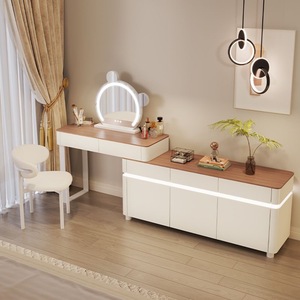 Nordic Style Makeup <b>Vanity</b> With Led <b>Mirror</b> And Storage Drawers For Bedroom - Product Image 2