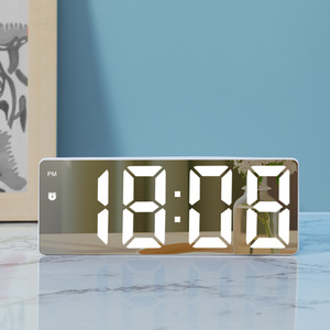 Led Mirror Electronic Alarm <b>Clock</b> Large Screen Digital Display Desktop <b>Clock</b> With Temperature And Snooze Function For Student - Product Image 1